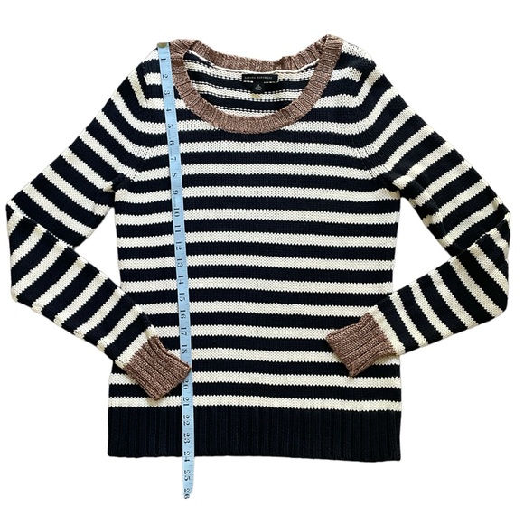 Banana Republic long sleeve striped crew neck knit sweater white black brown S - Picture 5 of 8
